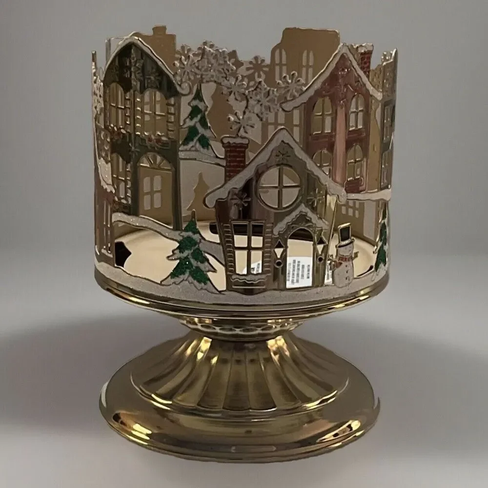 Bath & Body Works Holiday Village Scene 3-Wick‎ Candle Holder Limited Edition